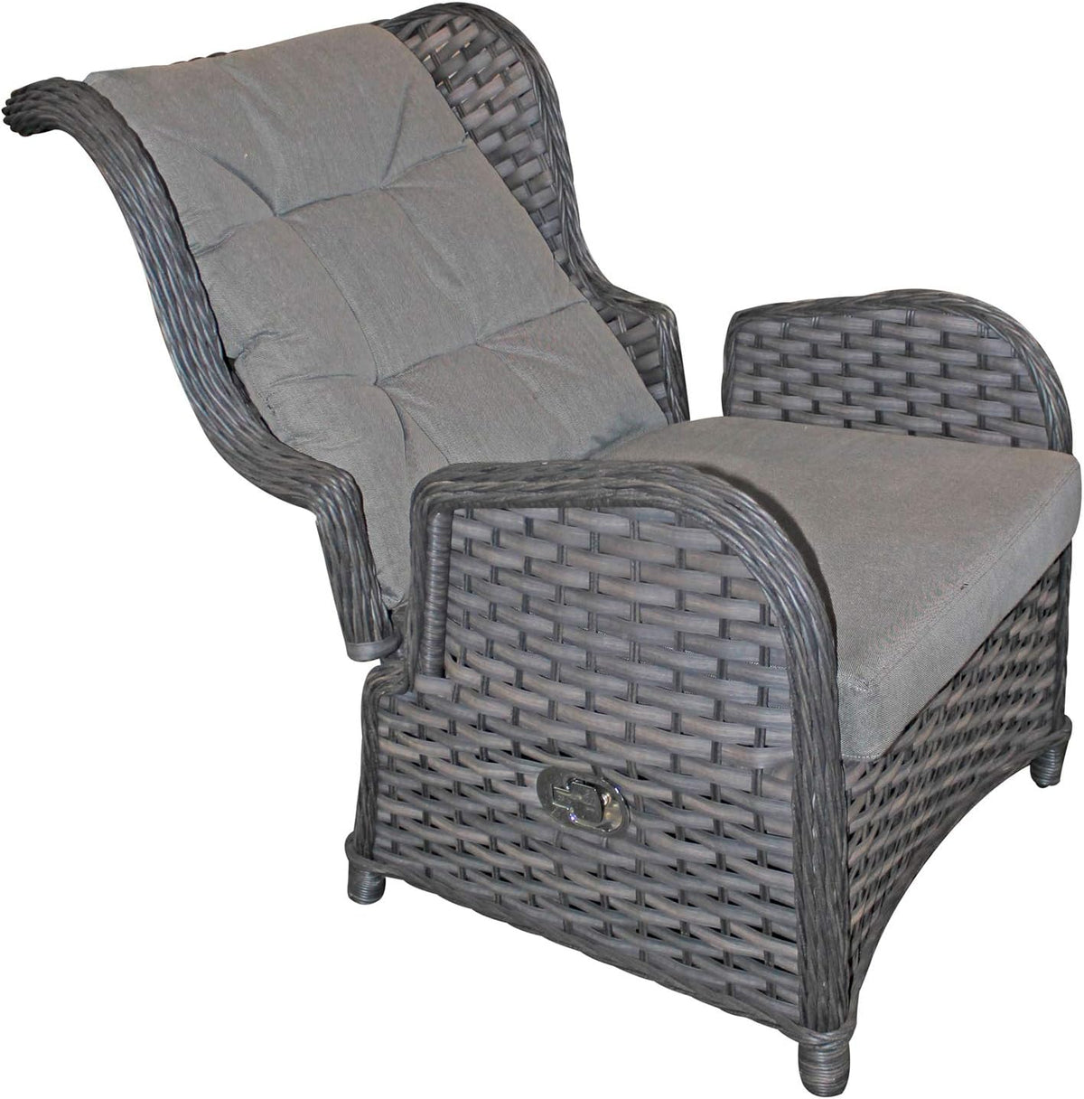 Mojawo Luxury comfort recliner chair flat rattan ear chair poly rattan, incl. upholstery and footrest adjustable backrest garden chair rattan chair - QUORE