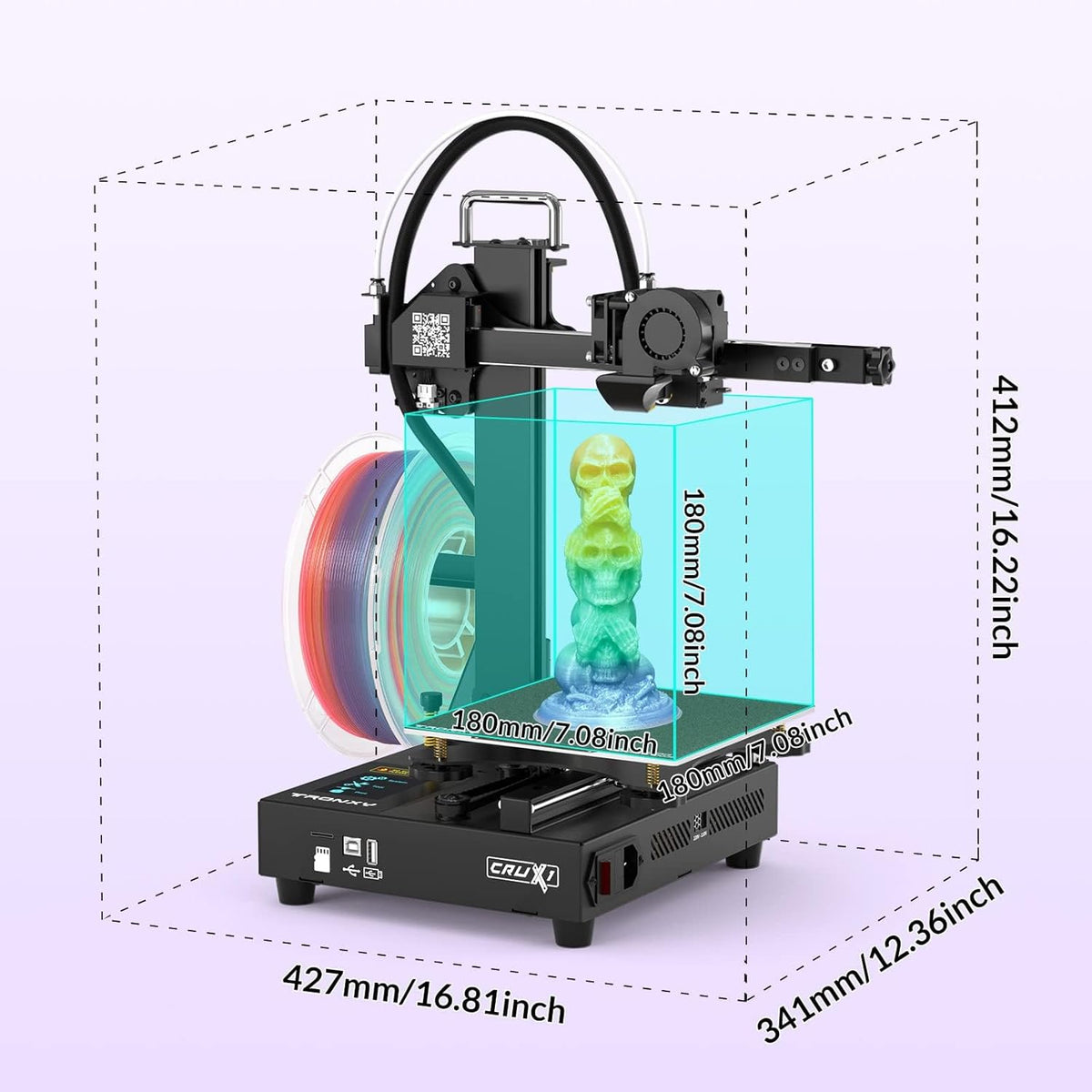 CRUX 1 PEI - 3D Printer - 3d Printer Bouwpakket - 220V - Afdruksnelheid 100 mm/s - Mondstukdiameter 0,4 mm - Zwart - QUORE