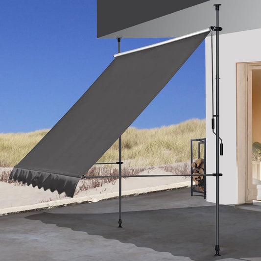 QUICK STAR klemluifel 300 x 130 cm grijs balkonluifel zonwering terrasoverkapping in hoogte verstelbaar van 200-290 cm luifel balkon zonder boren