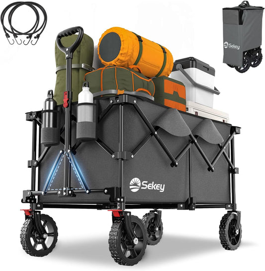 Opvouwbare Bolderwagen – Bolderkar – Handkar – Transportkar – Strandwagen – XXL Plus Grijs – 200 Liter Inhoud – Tot 150 Kg Draagvermogen