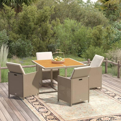 vidaXL 5-Piece Garden Set with Cushions Poly Rattan Beige, Garden Furniture Set, Dining Area, Garden Table, Furniture Set, Garden Table, Garden Chair, Garden Chair, Patio Furniture - QUORE