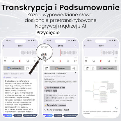NEWYES Ailog KI Digitaal dicteerapparaat met speciale app, transcriberen en samenvatten, vertaling in meer dan 188 talen, 64 GB geheugen voor vergaderingen, lezingen, oproepen, zaken, onderwijs