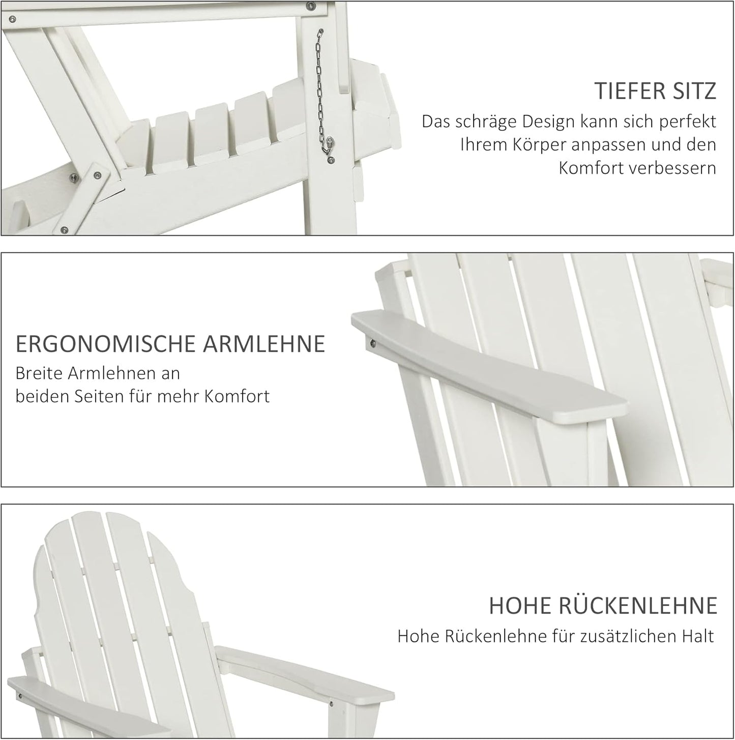 Adirondack Tuinstoel – Buitenstoel – Balkonstoel – Lounge Stoel – Klapstoel – Weerbestendig HDPE Materiaal – Inklapbaar & Draagbaar - QUORE