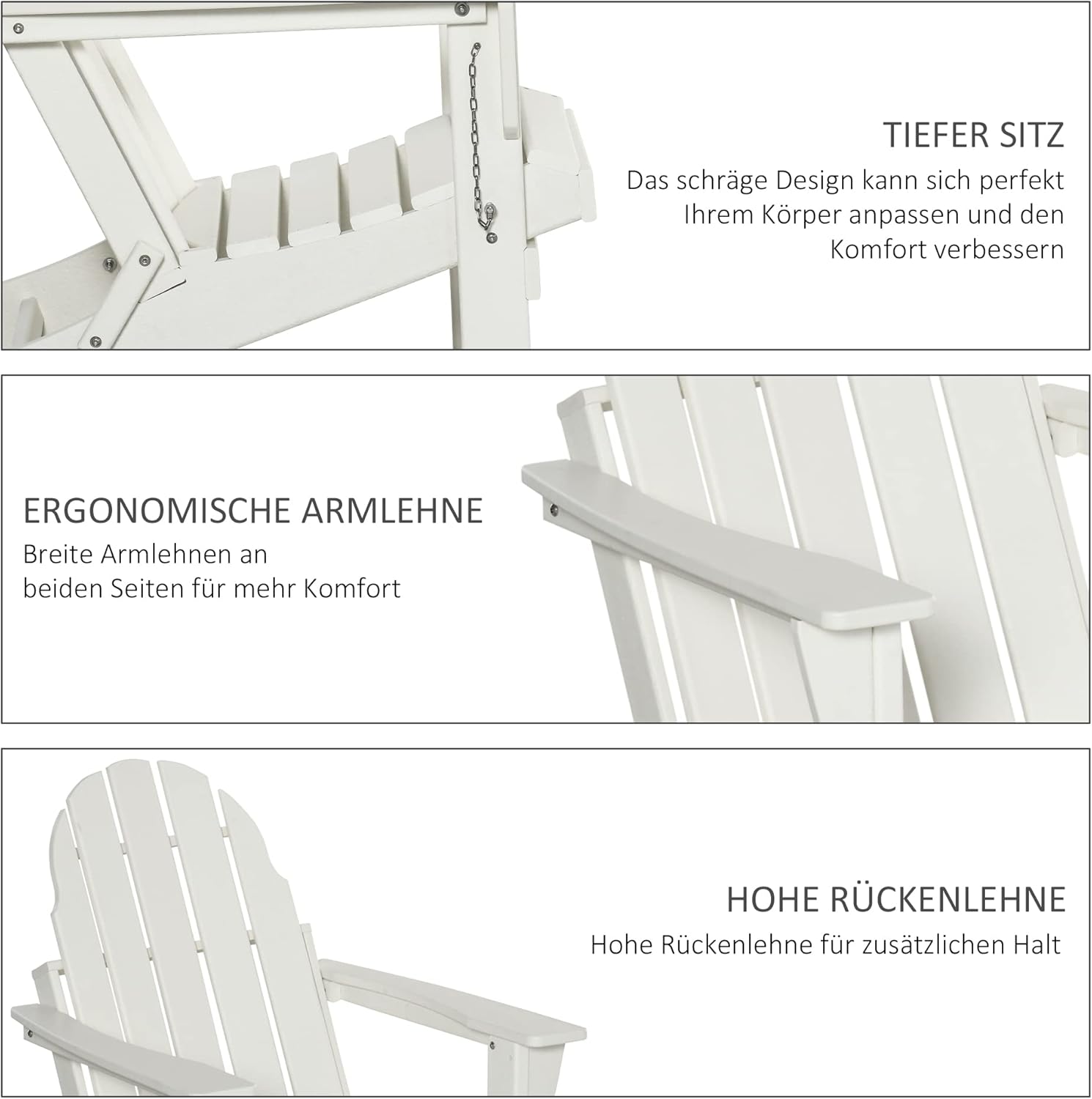 Adirondack Tuinstoel – Buitenstoel – Balkonstoel – Lounge Stoel – Klapstoel – Weerbestendig HDPE Materiaal – Inklapbaar & Draagbaar - QUORE