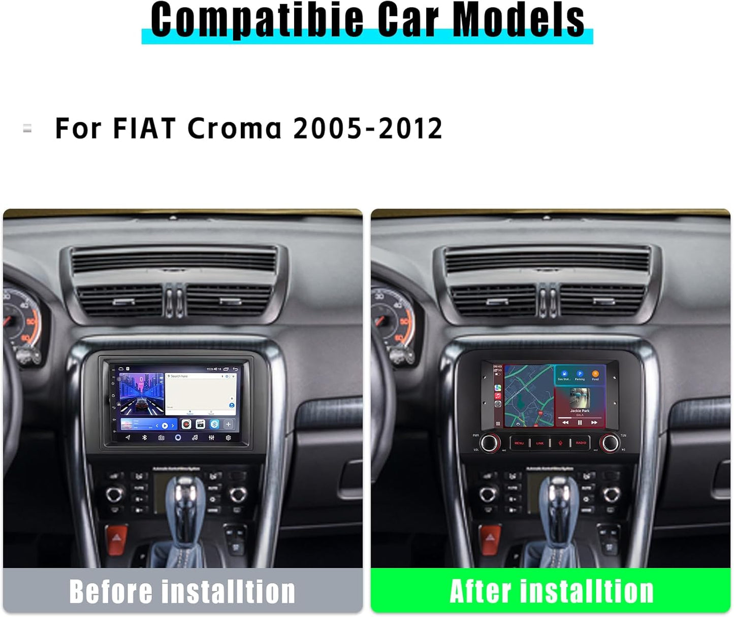 autoradio met draadloze CarPlay & Android Auto voor Fiat Croma (2005-2012) | Linux-systeem|3S snelstart | OEM-geluidskwaliteit | Bluetooth, EQ, USB, FM/AM-radio