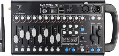 DMX512-console, 2.4 G, 192 kanalen, DMX-controller, programmeerbare podiumverlichting, bedieningspaneel voor podiumverlichting, dj's, bands, bars, clubs, bruiloften enz