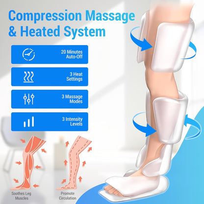 COMFIER Beenmassageapparaat, compressie-kuit-knie-voet-warmtemassageapparaat voor bloedcirculatie en spierontspanning, 3 warmte-instellingen en 3 intensiteiten, cadeau