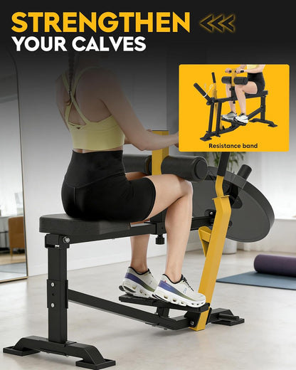 GUUG Calf Machine Road Traine Calf Stretcher Seated Leg Trainer for Home Strength Leg Trainer Leg Training Device Training Seated Calf Raise Machine Yellow - QUORE