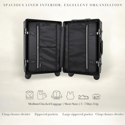JLY Koffer van 100% polycarbonaat, ritssluiting, TSA-slot, 4 wielen, aluminium handgreep, licht, robuust, ideaal als handbagage of reiskoffer, antracietgrijs, M (65cm 60L), koffer