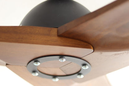Pepeo Lypsi plafondventilator met afstandsbediening | Zeer stille plafondventilator met achteruitloop en timerfunctie. Ventilator diameter 142 cm. Kleur: zwart/donker hout