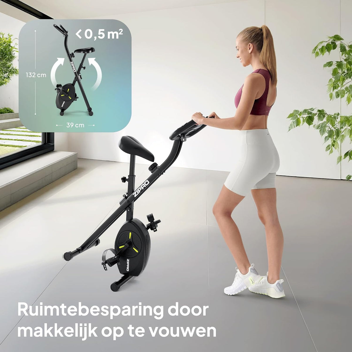 Hometrainer – Fitnessfiets – Fietstrainer – Stationaire Fiets – Opvouwbare Bike – Compact – 8 Weerstandsniveaus – Stil Magnetisch Systeem