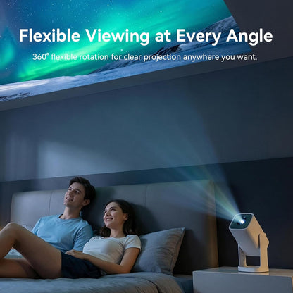 WANBO Cube 1 Mini Smart Beamer Android TV/Netflix, Live TV, Len Protection, 360° Rotable, 200 ISO Lumen, Auto Keystone, CEC, 2.4+5G WiFi Bluetooth, 28dB, 0,9Kg, Draagbare Projector met 8W Speaker