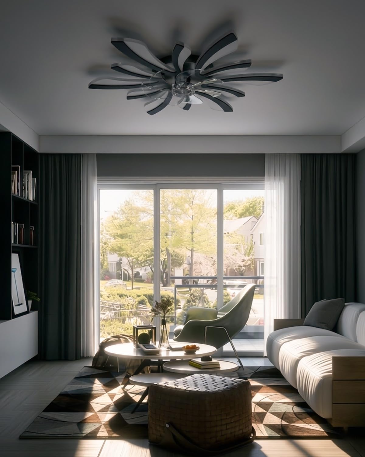 Slimme plafondventilatoren met verlichting, wifi-plafondventilatoren met lampen, compatibel met Alexa Google Home, spraak-/afstandsbediening/app-bediening, dimbaar, gelijkstroommotor, voor