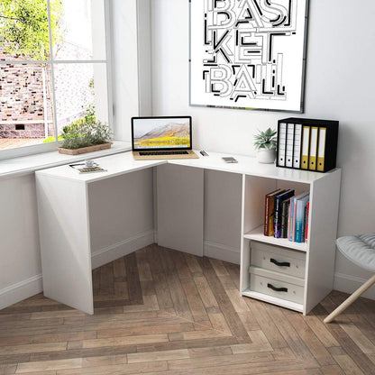Mondeer Hoekbureau, hout, wit, 108 × 135 × 73,5 cm