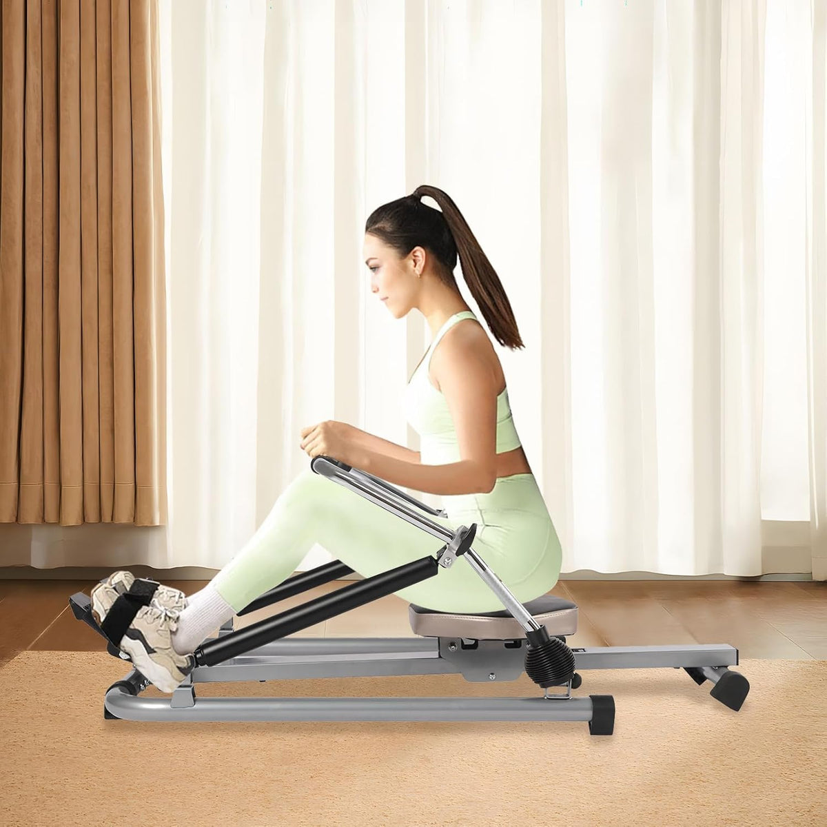 Silent home rowing machine, LCD data display, rowing machine for home, load capacity up to 120 kg for greater stability, easy assembly, the first choice for home fitness - QUORE