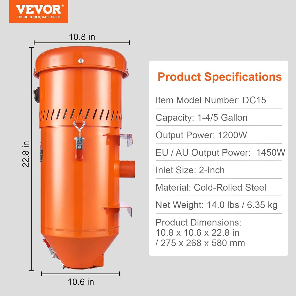 VEVOR Dust Collecting System: 1450 W 1.8 Gallon Dust Collecting Media Recovery Device – Universally Suitable for Sandblasting Cabinets and Media Beam Devices