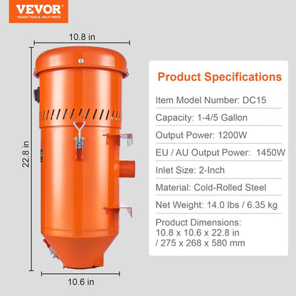 VEVOR Dust Collecting System: 1450 W 1.8 Gallon Dust Collecting Media Recovery Device – Universally Suitable for Sandblasting Cabinets and Media Beam Devices