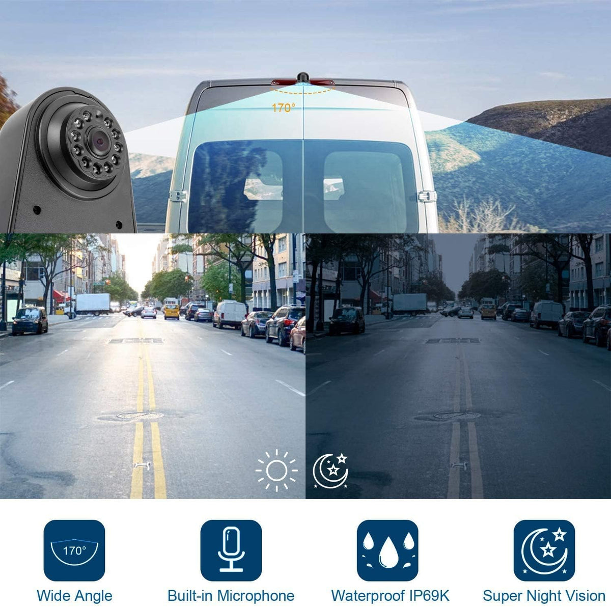 HD 720p MB Sprinter W906 remlicht camera remlicht parkeercamera achteruitrijcamera set nachtzicht camera + 4.3" inch DVD-monitor TFT scherm vrachtwagen auto LCD display