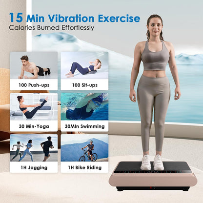 RINKMO Full Body Vibration Plate Training Machine, Fitness Platform with Resistance Bands, Bluetooth Speaker for Home Training Equipment and Loss of - QUORE