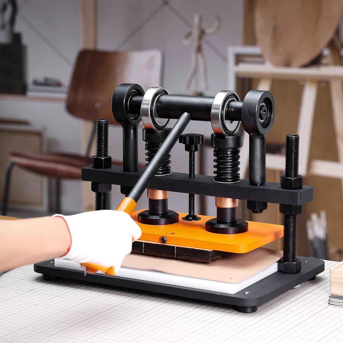 Handmatige Stans- En Reliëfpers – Leersnijmachine – Leerpers – Embossingpers – Stansmachine – 1,5 Ton Draagkracht – 260 X 150 Mm Persplaat