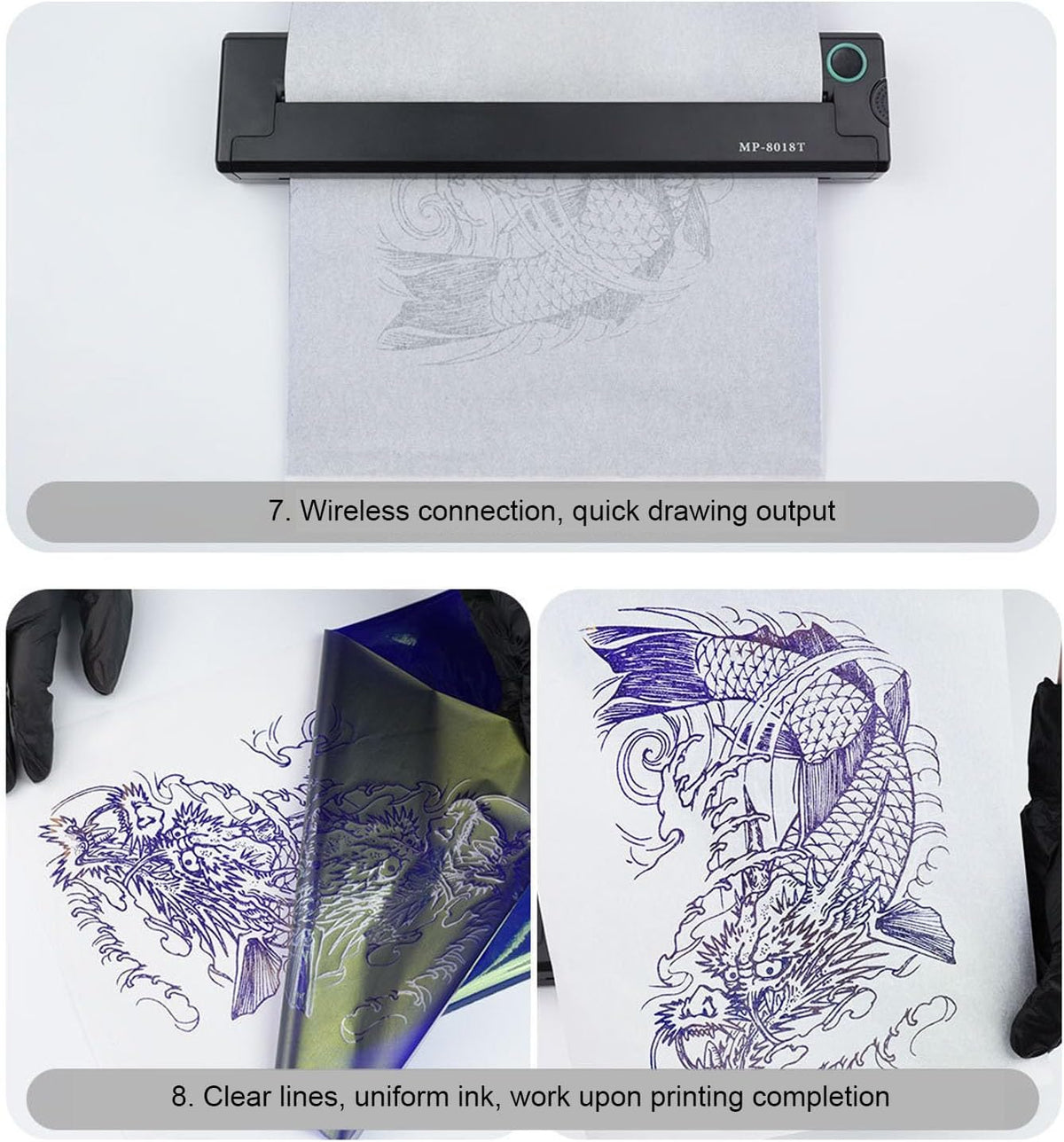 Tattoo Stencil Printer – Stencilprinter Tatoeage – Tattoo Transfer Printer – Thermische Printer – Draagbare Printer – Inktloos Printen – Bluetooth Verbinding