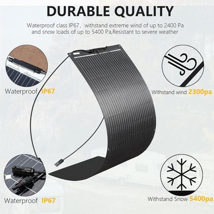 XINPUGUANG 100W 12V Flexibele Zonnepaneel Kit Systeem 18V Fotovoltaïsche Monokristallijne Module 10A Solar Regulator voor Caravan Home Dak Auto Camper Power Charger (100 w)