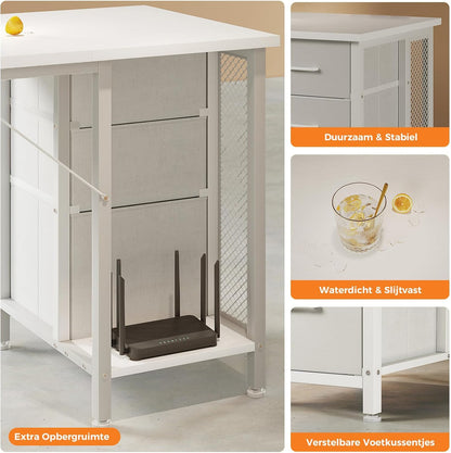 Coleshome Bureau met 6 laden, 160x52 cm Bureau met opslagruimte, Computerbureau met Planken voor Thuiskantoor, Wit