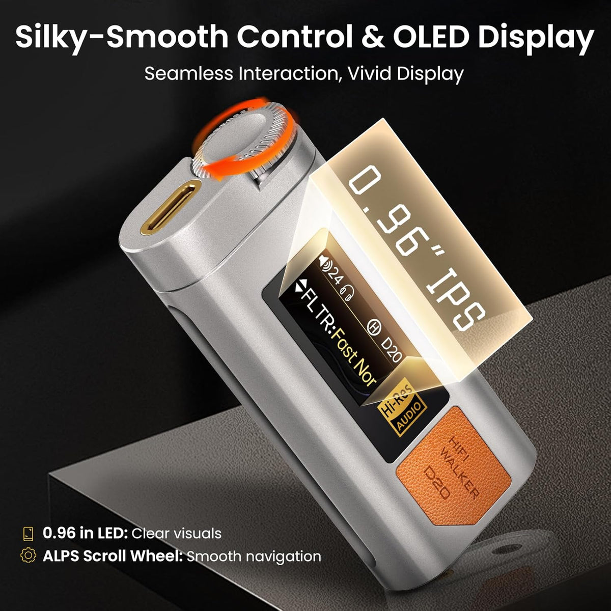 USB DAC Hi-Res Audio Converter – Hoofdtelefoonversterker – Audio Interface – Digitale Geluidsprocessor – USB Geluidskaart – ES9038Q2M Chip – CNC Aluminium Behuizing Met OLED Display
