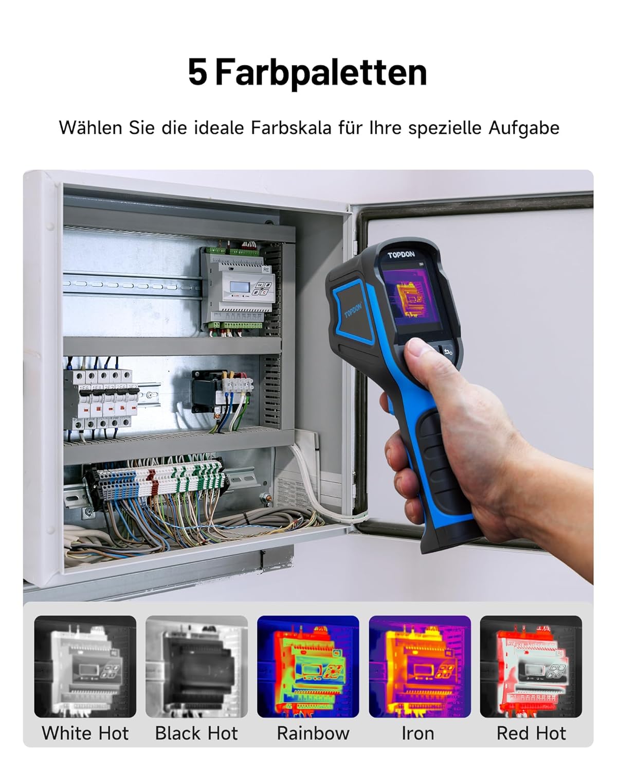 TOPDON TC004 Mini-warmtebeeldcamera, 240 x 240 IR-resolutie, handheld thermische camera, 15 uur batterijduur, 25 Hz beeldherhalingssnelheid, -20 °C tot 450 °C temperatuurbereik,