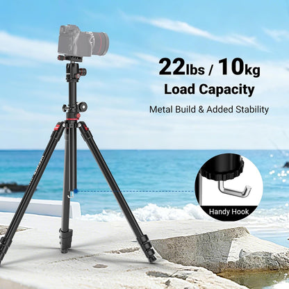NEEWER Overhead horizontale camerastatief Monopod met kogelkop en flexibele middenkolom, 90 inch hoge metalen DSLR video-reisstandaard, Arca-type QR-plaat en omgekeerde poten, maximale belasting 15