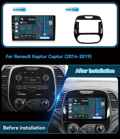 MSD 6G + 128G - Autoradio Voor Renault Kaptur Captur (2014-2019) | Android 15 GPS Navi Radio | CarPlay Android Auto Stuurwiel Dual-Band WiFi DSP Dab 4G Bluetooth | MIC Camera | Octa-Core 2 Din 9 Inch