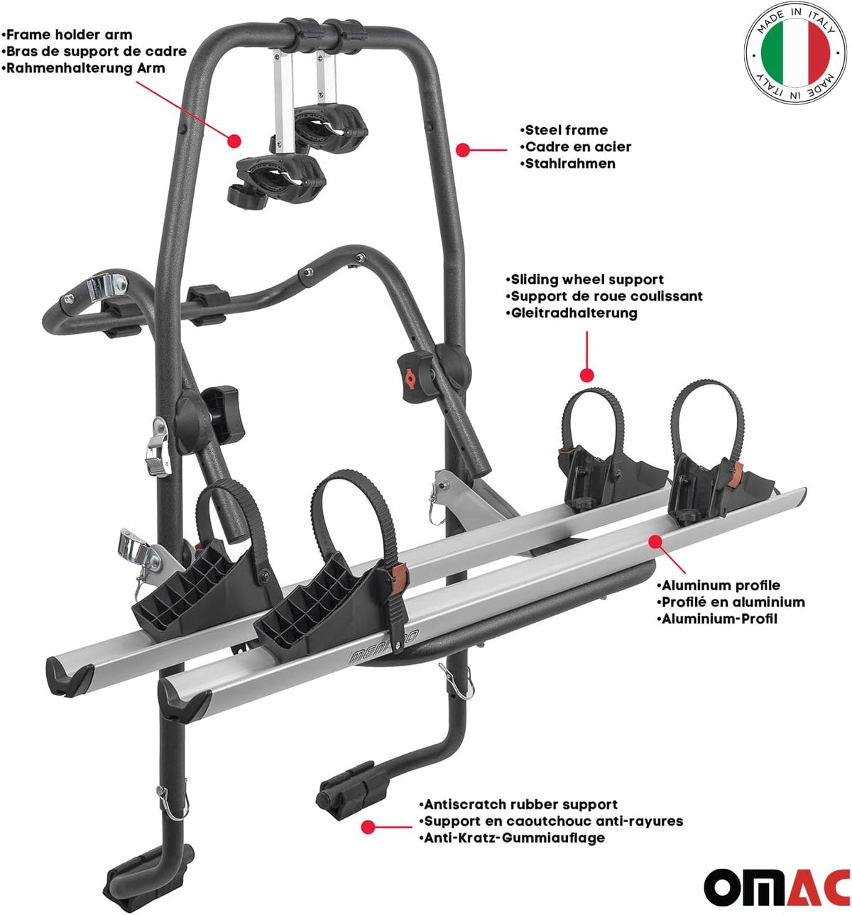 Menabo 000063400000 Stand Up Back Bike Paths, Steel with Aluminium 2 Contributions - QUORE