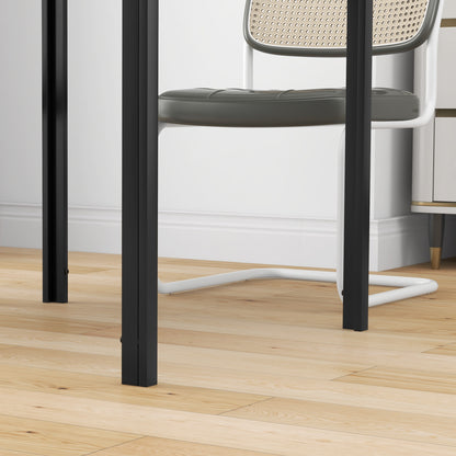 Eettafel – Keukentafel – Dinertafel – Tafel – Vierkante Tafel – Gehard Glas – Metalen Frame – 75x75x75 cm – Zwart