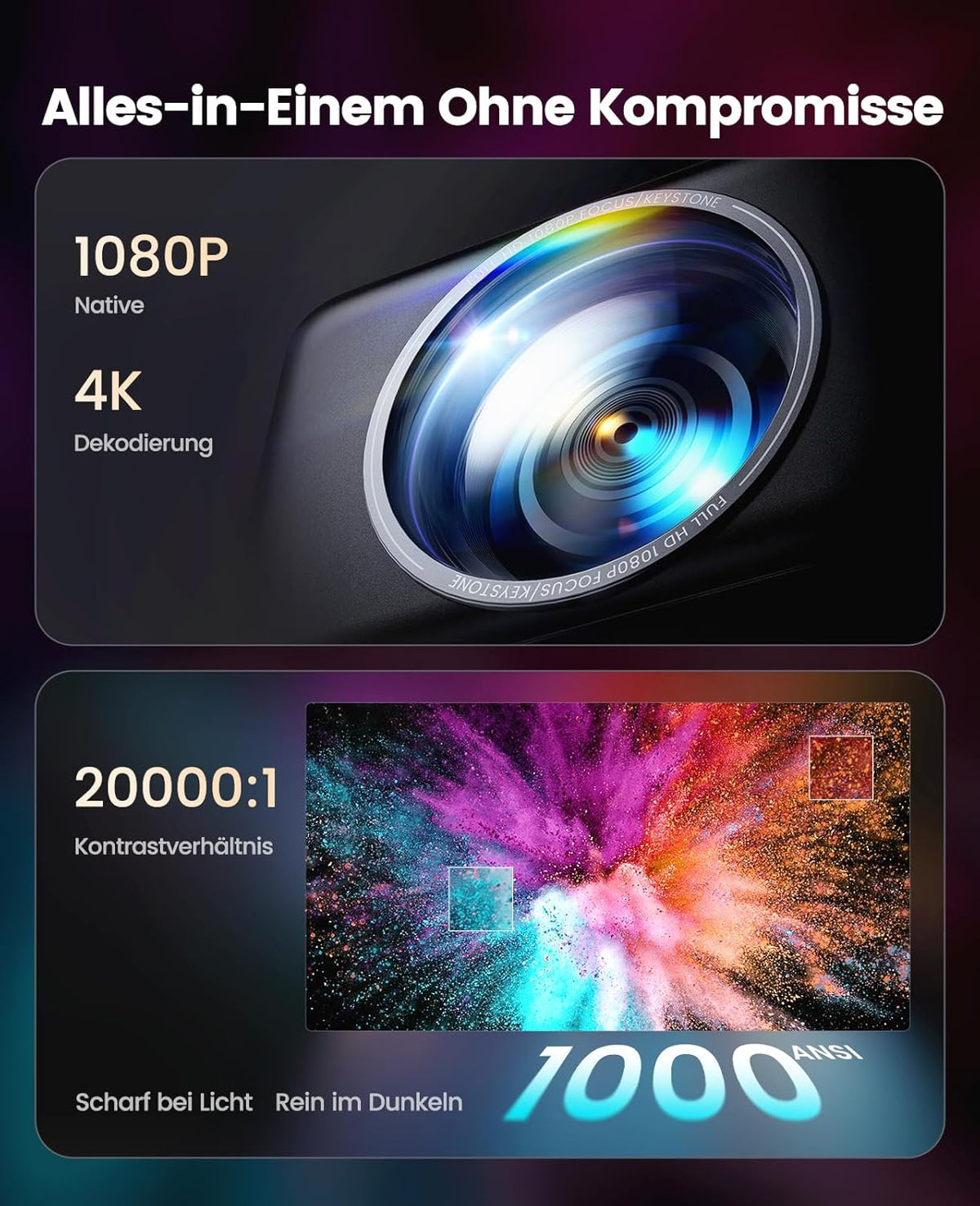 Mini-projector 4K met Netflix, officiële Dolby Audio, 900 ANSI Auto Focus / 6D, trapeziumcorrectie, wifi 6/Bluetooth, Full HD, 1080P, thuisbioscoop, buitenprojector, draagbaar, voor Android/iPhone