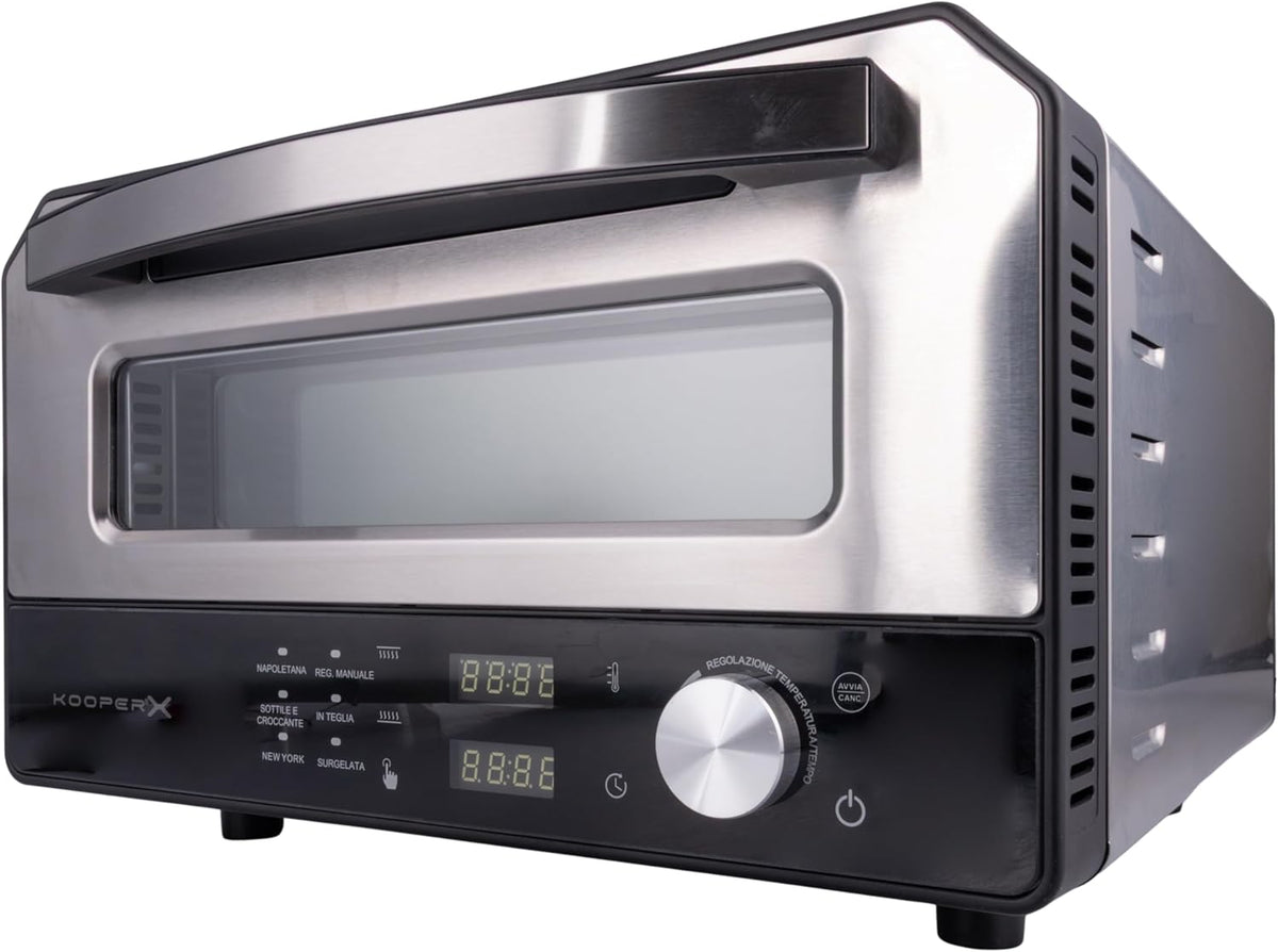 Pizzaoven 43 x 48 x 27 cm, behuizing van roestvrij staal, 6 gaarinstellingen tot 400 °C, 1700 W, Kooper X
