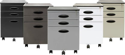 Calico Designs metalen volledige uitbreiding, vergrendeling, 3-lade mobiele archiefkast gemonteerd (behalve wielen) voor juridische of briefbestanden met toevoerorganisatorlade in zwart