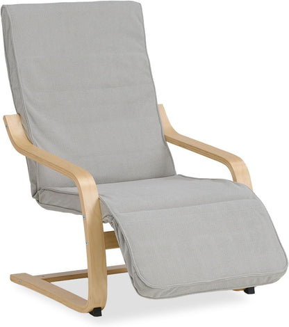 Relaxfauteuil – Relaxstoel – Schommelstoel – Zitstoel – Lounge Chair – Verstelbare Voetensteun – Lichtgrijze Corduroy Bekleding