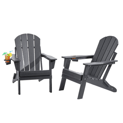 Tuinstoel – Tuinstoelen – Outdoor Stoel – Klapstoel – Adirondack Stoel – Inklapbaar – Weerbestendig HDPE kunststof – Brede Comfortabele Zit - Grijs