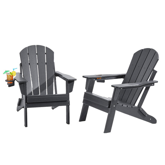Tuinstoel – Tuinstoelen – Outdoor Stoel – Klapstoel – Adirondack Stoel – Inklapbaar – Weerbestendig HDPE kunststof – Brede Comfortabele Zit - Grijs