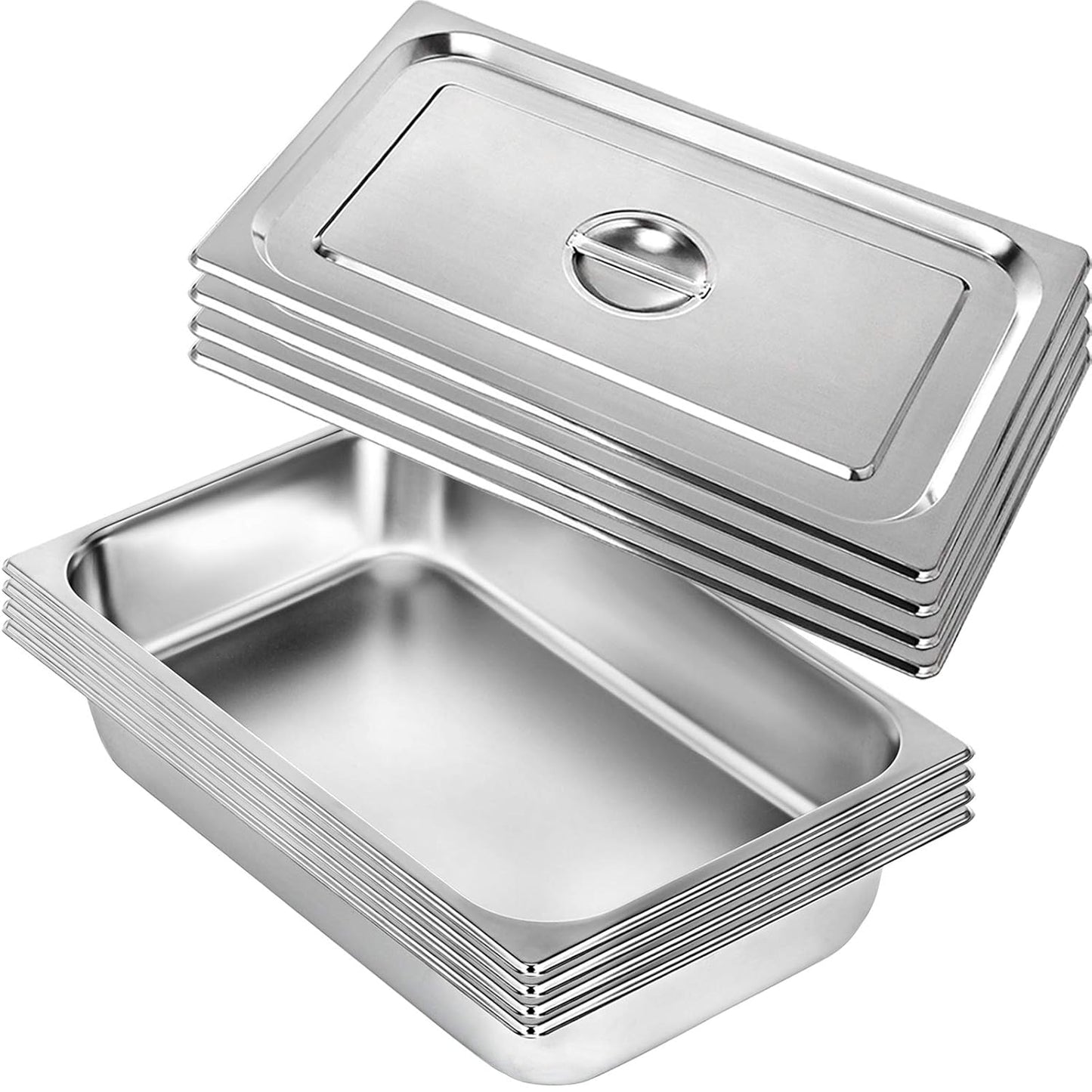 KITGARN 4 "Diepe Stoom Tafelpan Volledige Grootte 13L Diepe Voedsel Container Roestvrij Staal Oven Tray Anti-Jam Stoom Tafel Voedsel Pan Set van 4 Voedsel Pannen (4 "/4 STKS)