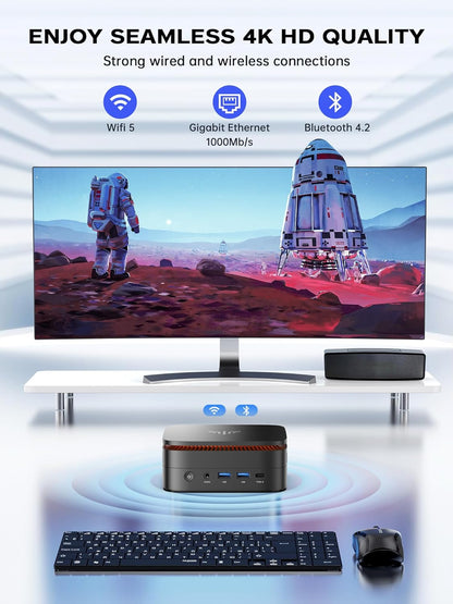 ACEMAGICIAN Mini PC, AMD Ryzen 4300U tot 3,7 GHz, 16 GB DDR4 256 GB M.2 SSD Micro Desktop, 4K UHD HDMI + DP+Type-C, WLAN, Bluetooth 4.2, Gigabit Ethernet, mini-computer