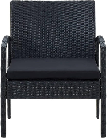 Tidyard Garden Chair with Poly Rattan Cushions, Garden Chairs with Armrests, Outdoor Chair, Rattan, Balcony, 58 x 58 x 72 cm - QUORE