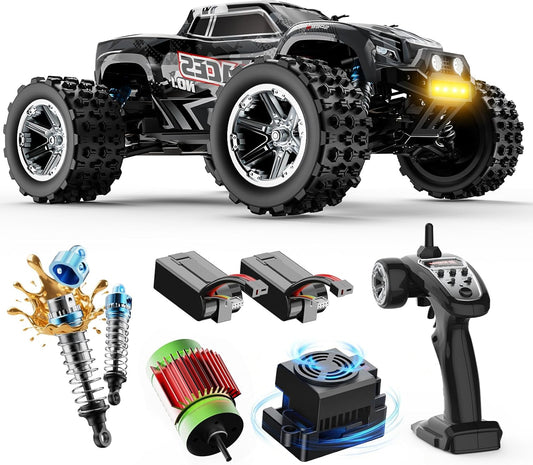 DEERC 1/16 Fast Brushless RC Cars for Adults, MAX 56 + MPH, 2 x 3S Lipo Batteries, 4 x 4 Waterproof RC Truck, High Speed, Offroad, All-Terrain RC Ruggy for Sand and Mud - QUORE
