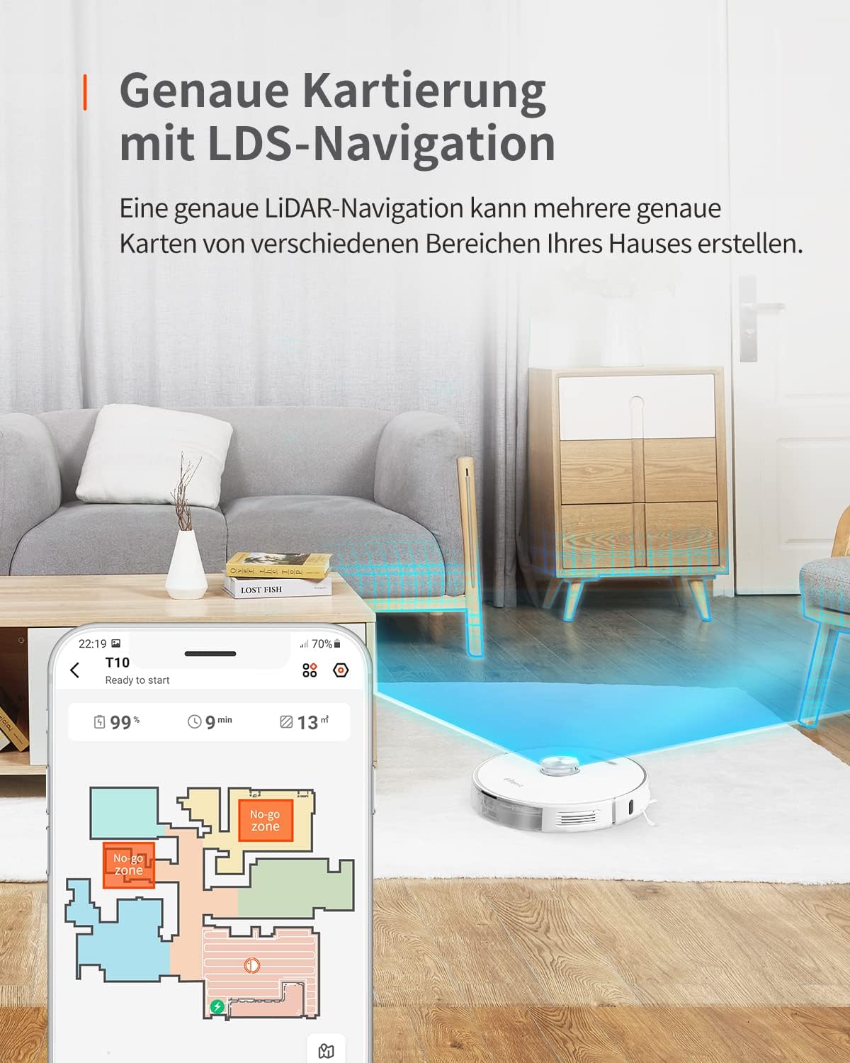 Ultenic T10 Robotstofzuiger met automatisch afvoerstation, 3000 PA zeer krachtig, lasernavigatie, bediening via app en Alexa, ideaal voor huisdieren en grote huizen