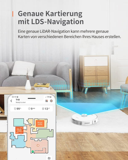 Ultenic T10 Robotstofzuiger met automatisch afvoerstation, 3000 PA zeer krachtig, lasernavigatie, bediening via app en Alexa, ideaal voor huisdieren en grote huizen