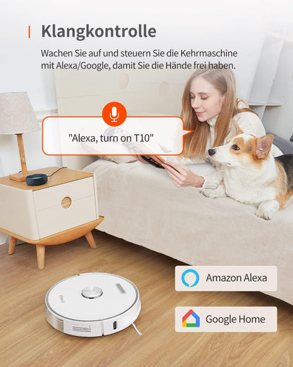 Ultenic T10 Robotstofzuiger met automatisch afvoerstation, 3000 PA zeer krachtig, lasernavigatie, bediening via app en Alexa, ideaal voor huisdieren en grote huizen