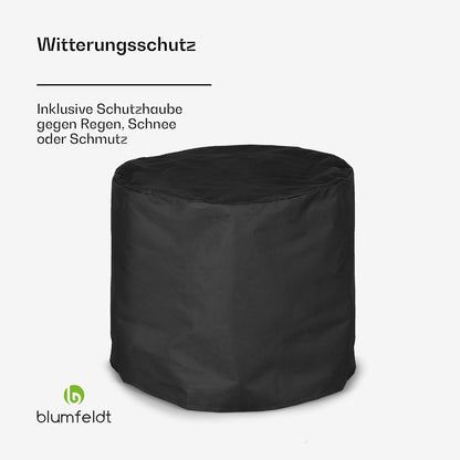 Blumfeldt Stationaire Braséro met regenhoes, houten handgrepen, 360° uitzicht op het vuur, voor tuin en terras
