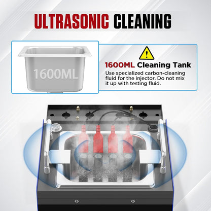 Ultrasone Brandstofinjector Cleaner en Tester – Injector Reinigingsset – Injector Tester – Brandstofinjector Reinigingsmachine – Injector Ultrasoon Reiniger – 4-Cilinder Capaciteit – Geavanceerde Ultrasone Reiniging en Meerdere Testfuncties