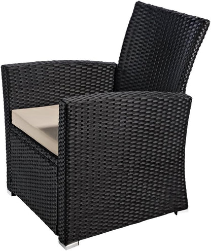Melko Polyrattan garden chair, weatherproof, incl. seat cushion, black - QUORE
