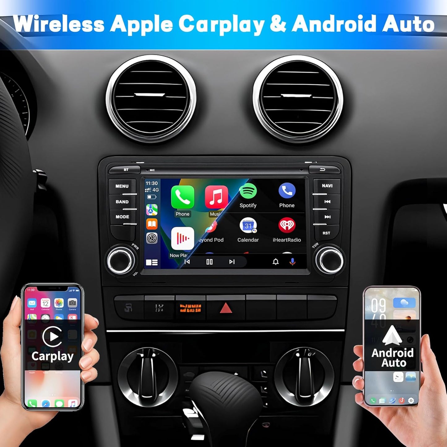 Autoradio – Multimedia Systeem – Auto Audio – Navigatie Systeem – Inbouw Radio – Android 13 Systeem – 7 Inch Touchscreen – Draadloos CarPlay & Android Auto